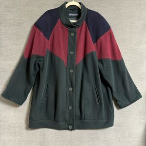 Vintage Herman Kay Coat 22 Wool Blend Color Block 80s 90s Plus Oversized Retro‎